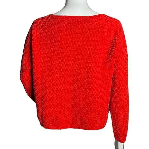 Mango Shirt Womens Small Red Waffle Knit Top Textured Casual Office Versatile - Picture 3 of 7